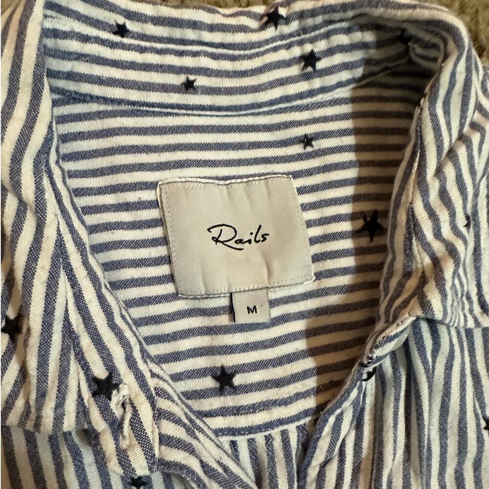 Rails Navy Blue Stripe Button Down Rocsi Flocked … - image 3